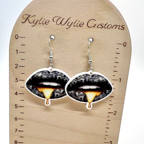 Lip Earrings - Money Earrings - Gold Earrings - Party Earring - Club Accessories - Picture 8 of 8